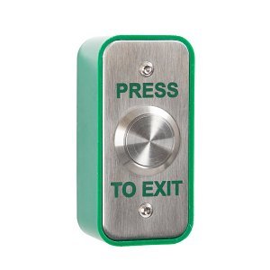 RGL EBSS-AP-PTE Press to Exit Button, Momentary Contact, Surface and Flush Mount, Stainless Steel, Narrow Style